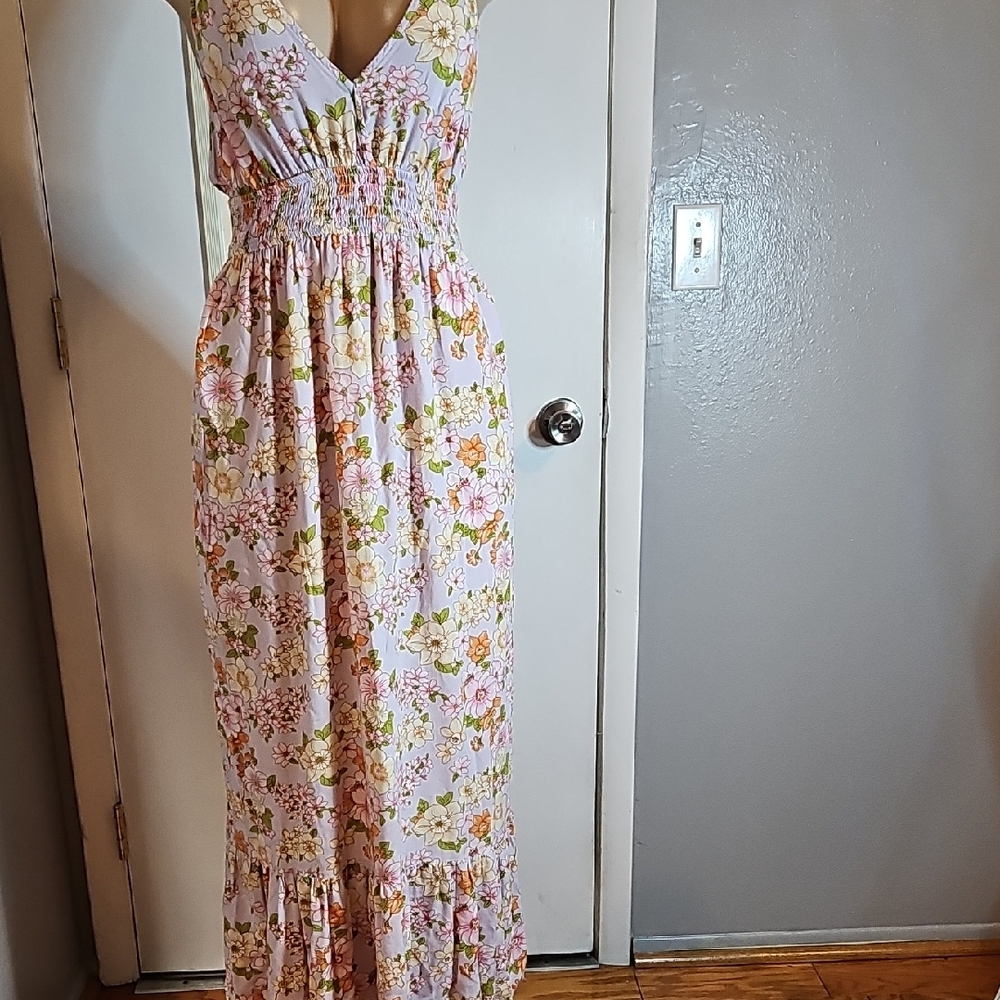 Inspired Hearts Floral Maxi Dress - Pink and Green